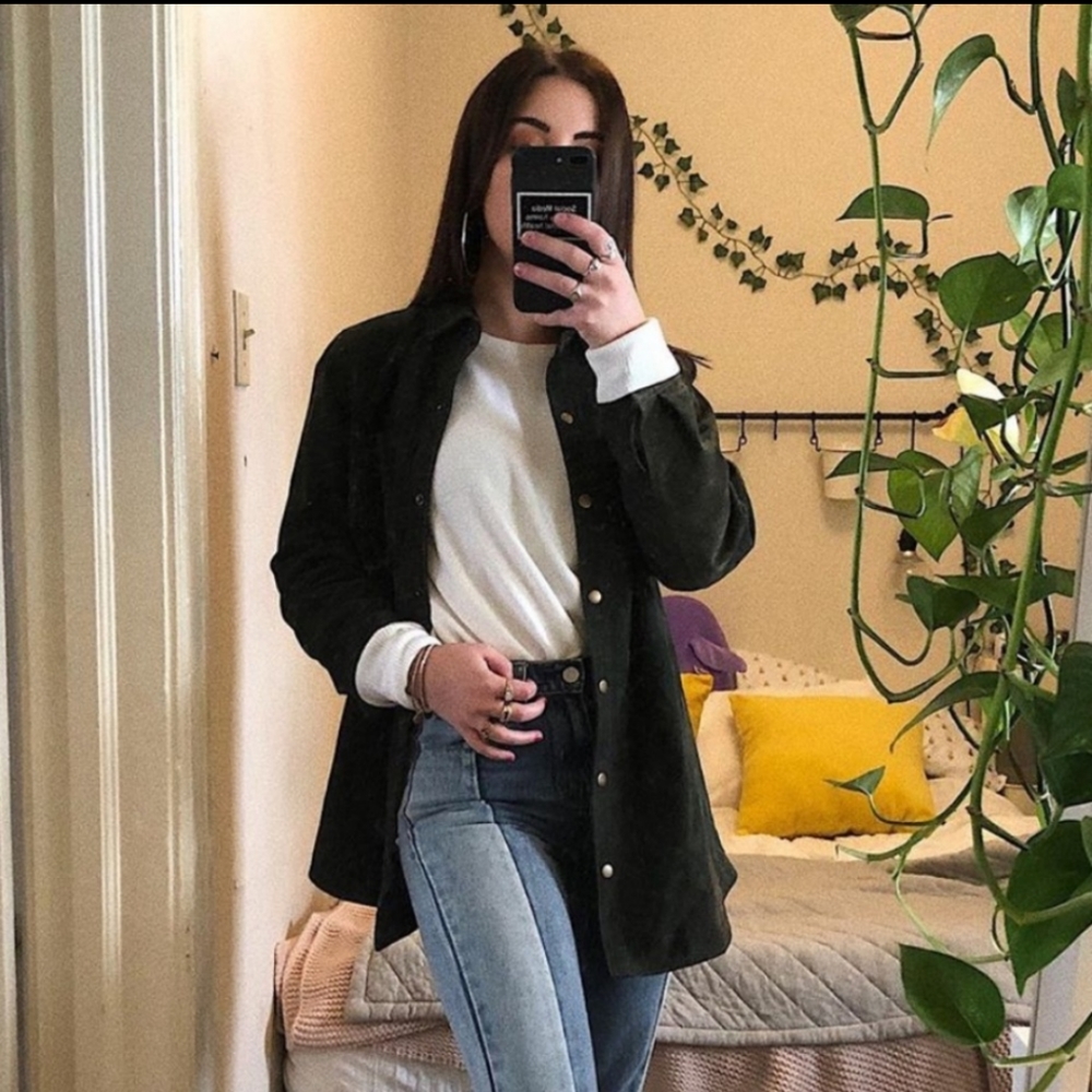 Vintage Suede Leather Shirt Jacket